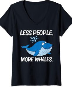 Womens Funny Whale Art For Men Women Orca Narwhal Blue Whales V-Neck T-Shirt