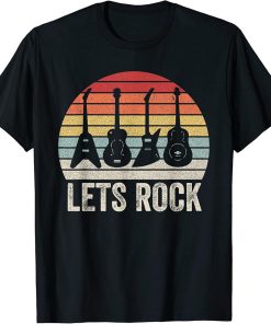 Vintage Retro Lets Rock Shirt Rock And Roll Guitar Music T-Shirt